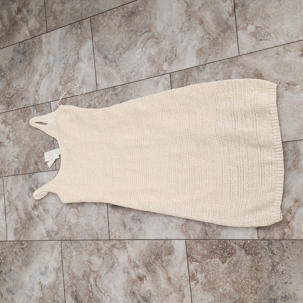 VINCE NWT cream lined cotton knit pencil sheath dress size medium - Picture 7 of 13